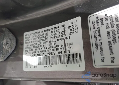 2010 Honda Cr-V Ex-L z USA, uszkodzony, nr VIN 5J6RE4H74AL024605